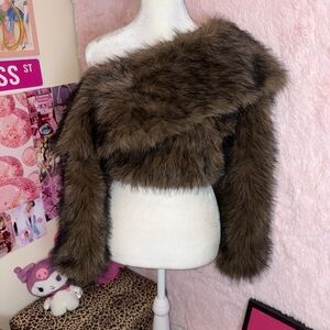 Finesse Brown Faux Fur Top